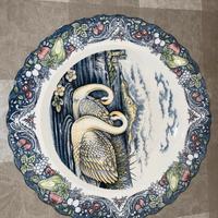 Piatto decorativo vintage con cigniSM Made in Japa
