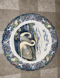 Piatto decorativo vintage con cigniSM Made in Japa