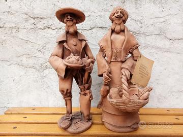 Coppia statue terracotta Giopì e Margì, d'autore