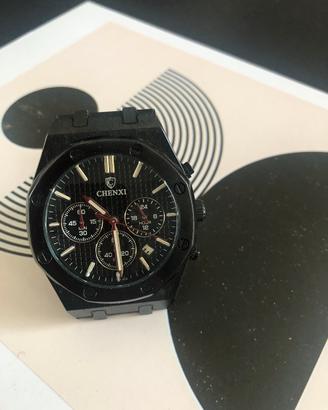 Orologio uomo acciaio nero quadrante nero da 40mm