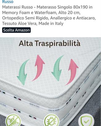 coppia di materassi singoli  80 x 190  Memory foam