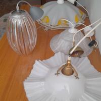 3 lampadari in vetro bianchi