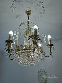 LAMPADARIO Vintage  Swarovski e Ottone
