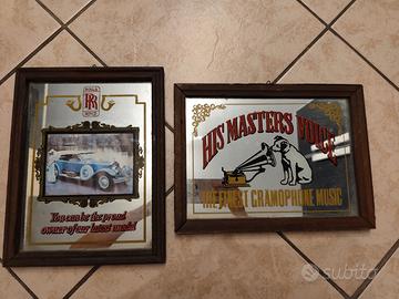 Coppia di quadri vintage su specchio con cornice