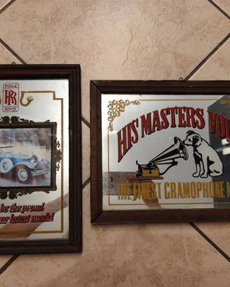 Coppia di quadri vintage su specchio con cornice