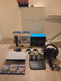 playstation 5 con giochi , volante e pedaliera