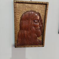 scultura Volto di Gesu' con dedica sul Retro