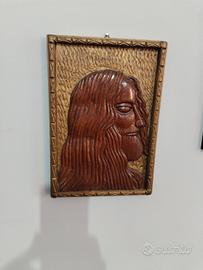 scultura Volto di Gesu' con dedica sul Retro