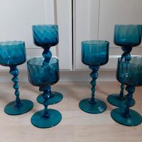 Calice blu arte in vetro di Empoli