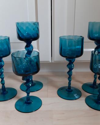 Calice blu arte in vetro di Empoli