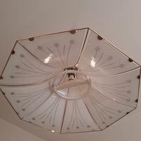 Lampadario vintage in vetro e ottone