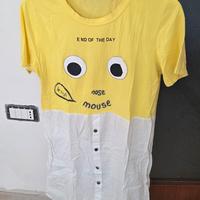 Maglia Gialla/Bianca con grafiche e bottoni