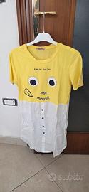 Maglia Gialla/Bianca con grafiche e bottoni