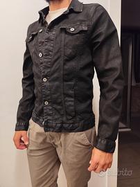 giubbino jeans nero cerato
