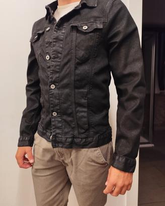 giubbino jeans nero cerato