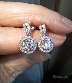 orecchini placcati oro kt.18 con moissanite 