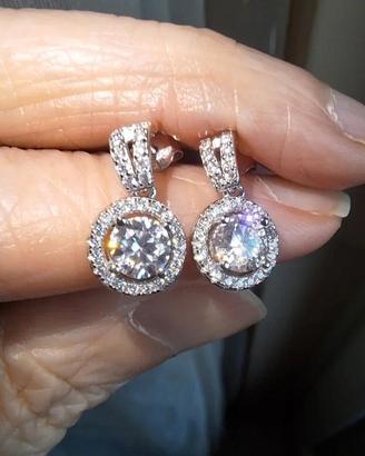 orecchini placcati oro kt.18 con moissanite 