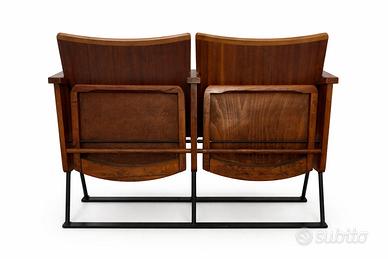 Coppia di sedute da cinema in legno e metallo