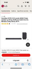 LG SOUND BAR 400WATT triplo speaker up firing
