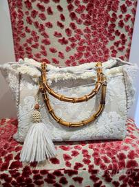 🌟 Borsa Artigianale in Damascato & Uncinetto – P