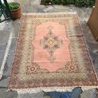 Grande tappeto persiano antico rosa e beige