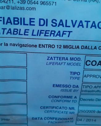 zattera di salvataggio 