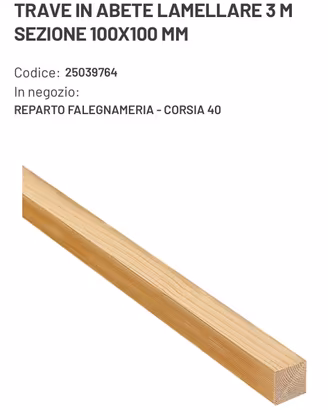5 travi abete lamellare 3m 100cm
