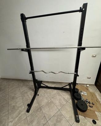 Home Gym Completa: Rack + Panca 300kg + Bilancieri