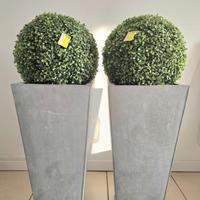 2 Vasi Quadrangolare Zinco H 70cm+Cespugli 35cm gi