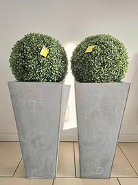2 Vasi Quadrangolare Zinco H 70cm+Cespugli 35cm gi