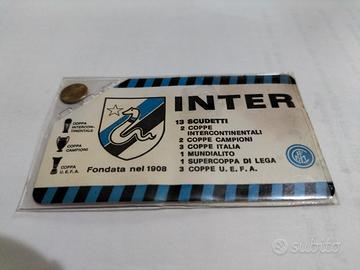 Tessera Inter con monetina oro più piccola del mon