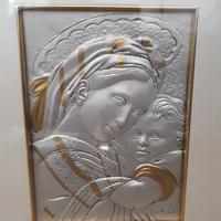 Quadro Oro/Argento Madonna con Bambino