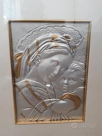 Quadro Oro/Argento Madonna con Bambino