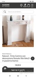 consolle bianca in legno finto camino 