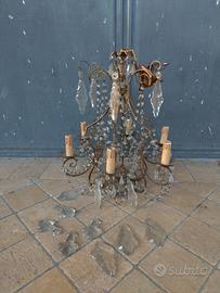 lampadario antico vintage candeliere vetro ottone 