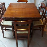 Tavolo antico 107x88 + 6 sedie