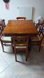 Tavolo antico 107x88 + 6 sedie