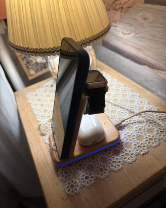 Stazione Ricarica Wireless 3-in-1 Effetto legno