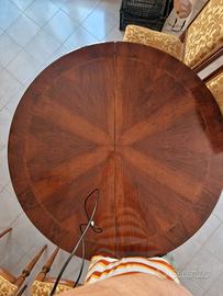 Tavolo Rotondo Allungabile + 6 Sedie Imbottite