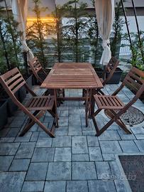 tavolo da esterno, richiudibile, con 4 sedie