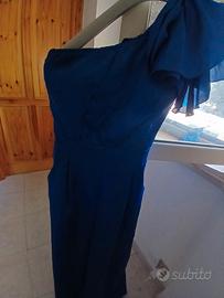 abito elegante lungo blu elettrico per cerimonia