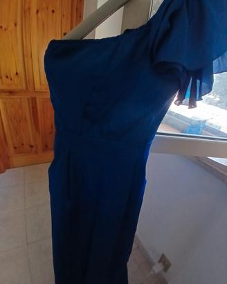 abito elegante lungo blu elettrico per cerimonia