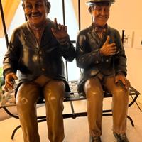 Statue artigianali in legno Olio e Stanlio