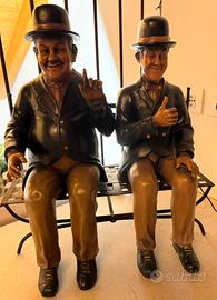 Statue artigianali in legno Olio e Stanlio