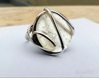 Anello pietra simil madreperla argento 925