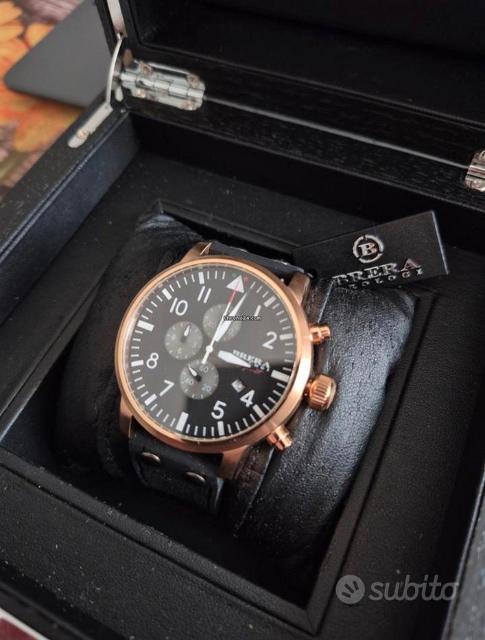 Brera Milano Orologio Uomo Granturismo GT2, Cronografo Quarzo, Cassa Acciaio/Oro Rosa 45mm, Quadrante Bianco, Cinturino Gomma Nera - 5