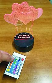 Lampada 3D Led RGB 7 colori telecomando senza fili