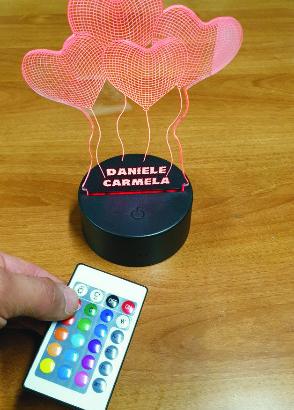 Lampada 3D Led RGB 7 colori telecomando senza fili