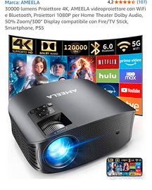 Video proiettore  Ameela full HD WifI Bluetooth