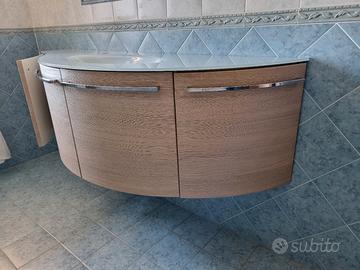 Mobile bagno rovere con lavabo vetro
